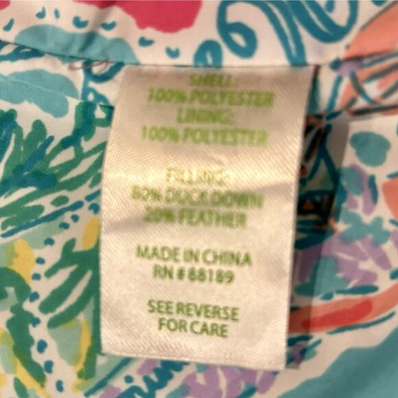 Lilly Pulitzer Lauren Puffer Vest Small In The Beginning Print Down Pockets - Picture 15 of 16